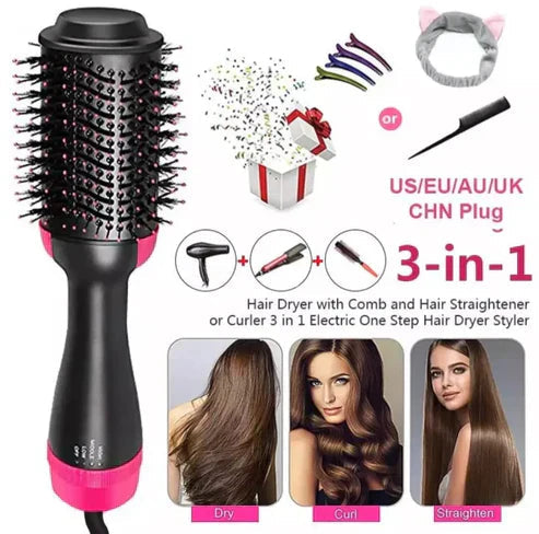 One Step 3-in-1 Hair Dryer, Straightener & Volumizer Brush, Hot Air Styler for Smooth, Shiny Hair