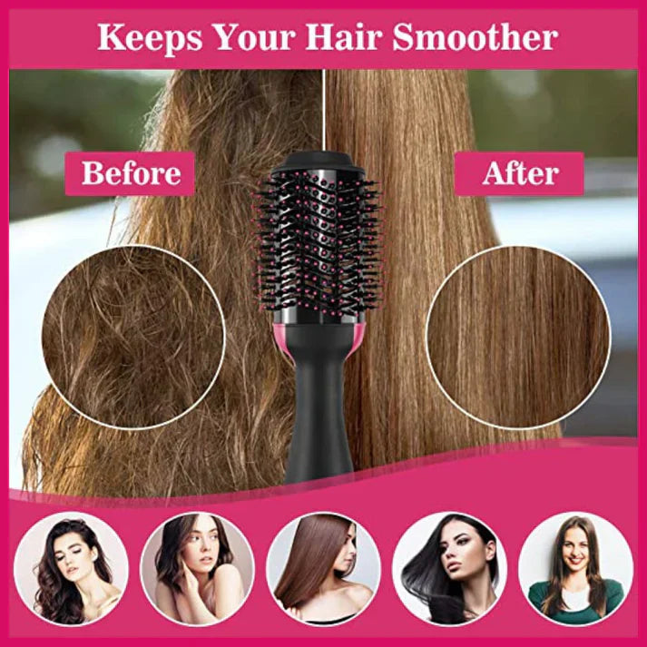 One Step 3-in-1 Hair Dryer, Straightener & Volumizer Brush, Hot Air Styler for Smooth, Shiny Hair