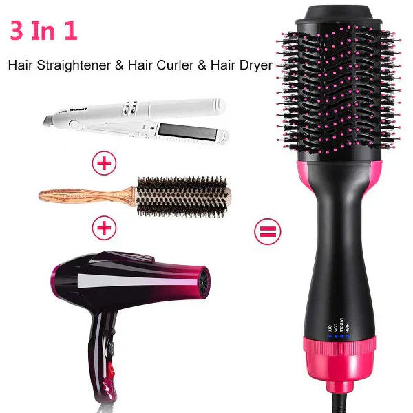 One Step 3-in-1 Hair Dryer, Straightener & Volumizer Brush, Hot Air Styler for Smooth, Shiny Hair